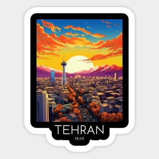 A Pop Art Travel Print of Tehran - Iran Sticker